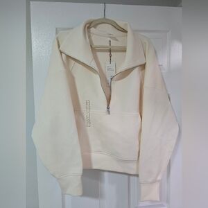 Women's Cream Half-Zip Pullover Sweater